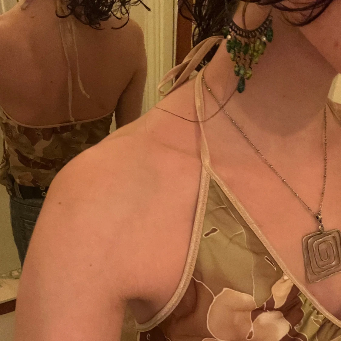 Blommig halterneck topp - 93