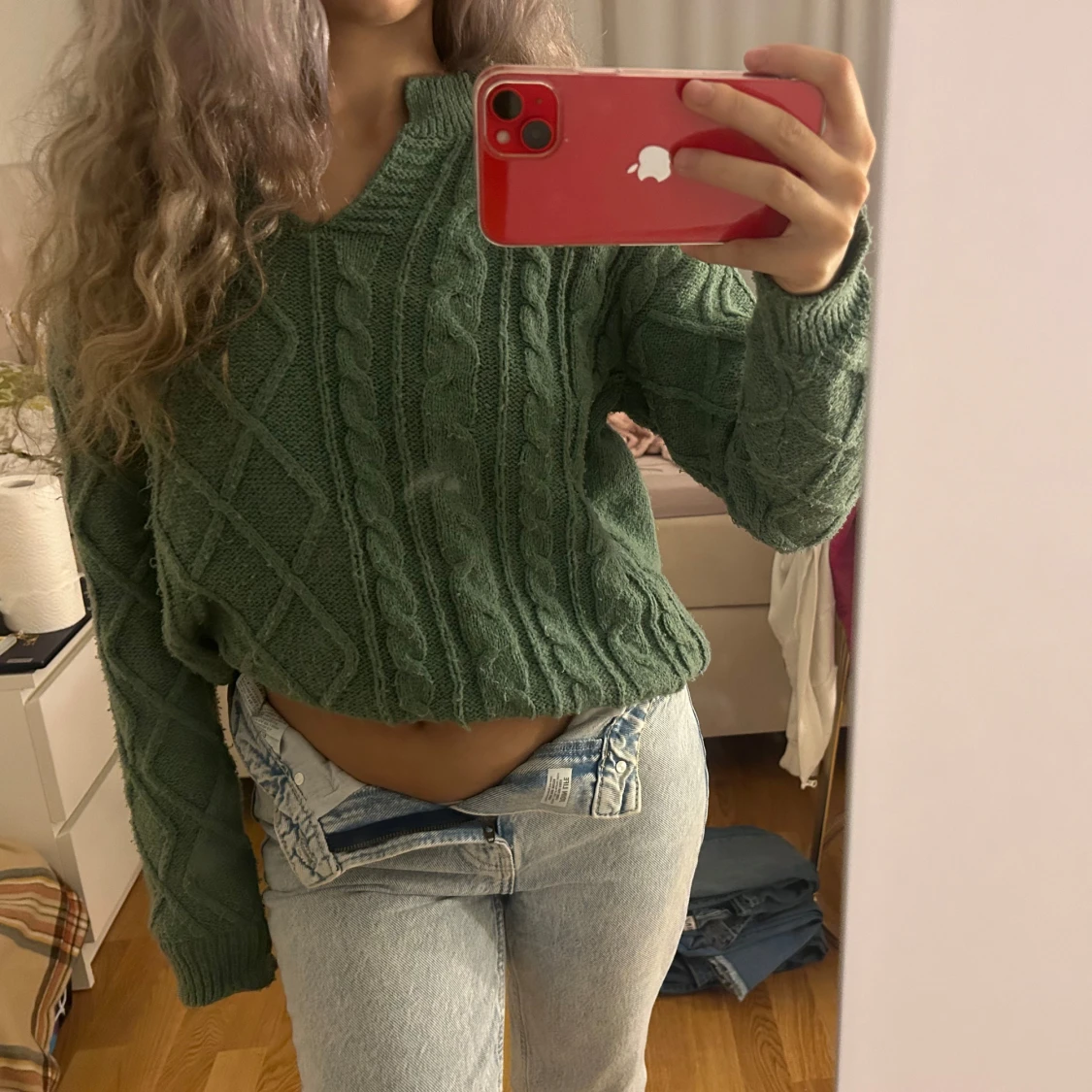 Grön stickad tröja