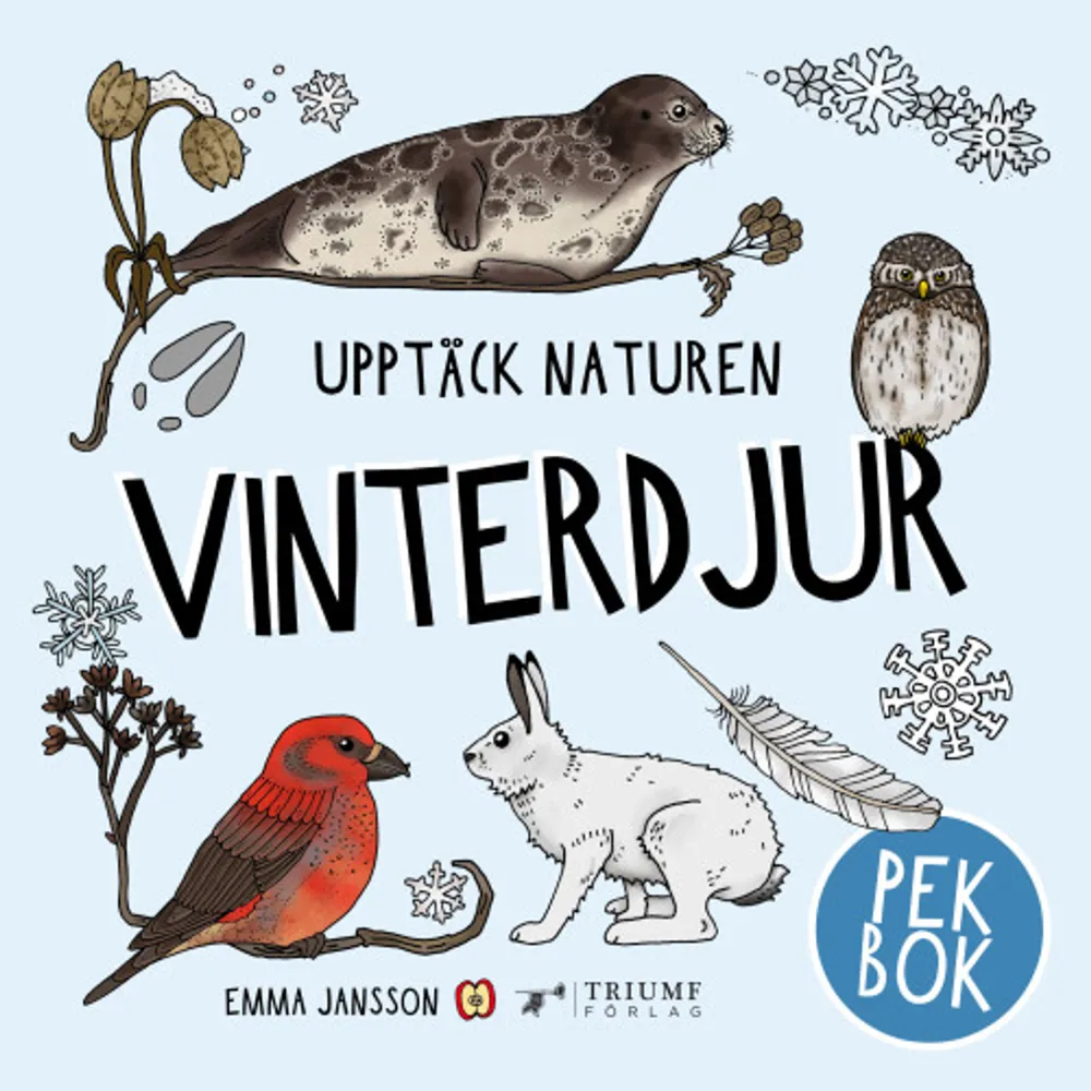 Nu kommer äntligen den populära boken Mina första vinterdjur i en pekboksversion. Lär dig känna igen skogsharen, fjällräven, gråsälen, sparvugglan och många fler! Boken är den sjätte delen i Upptäck naturen pek!Övriga titlar i serien: Upptäck naturen insekter - pek, Upptäck naturen fiskar - pek, Upptäck naturen bär & svampar - pek, -Upptäck naturen nordiska djur - pek & Upptäck naturen fåglar - pek. Format Inbunden Omfång 30 sidor Språk Svenska Förlag Triumf Förlag Utgivningsdatum 2023-09-22 ISBN 9789189083875 . Böcker.