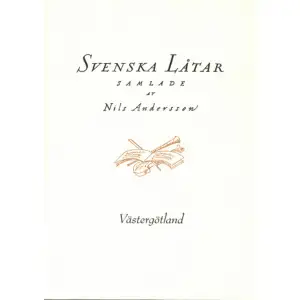 Utgiven av Svenskt visarkiv. Svenska låtar är en samlingsutgåva av svensk folkmusik i 24 band. Verket är resultatet av ett insamlingsarbete 1908-1940 initierat av Nils Andersson med målsättningen att skapa ett standardverk för svensk folkmusik. Utgåvan är uppdelad efter landskap och utgår ifrån de enskilda spelmännens repertoarer. I den här boken finns låtar från Västergötland.     Format Häftad   Omfång 123 sidor   Språk Svenska   Förlag Svenskt visarkiv   Utgivningsdatum 2019-09-03   Medverkande Nils Andersson   ISBN 9789188957207  