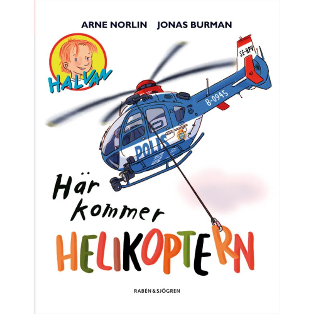 Halvan har blivit helikopterpilot i fjällen. Han har en Eurocopter 135, en sån som ambulansflyget använder. I dag får han ett larm och måste genast rycka ut. En pappa och flicka på fjällvandring har råkat ut för en olycka i dimman. Det blir ett nytt spännande fall för Halvan!    Format Kartonnage   Omfång 32 sidor   Språk Svenska   Förlag Rabén & Sjögren   Utgivningsdatum 2008-09-11   Medverkande Jonas Burman   ISBN 9789129668452  . Böcker.