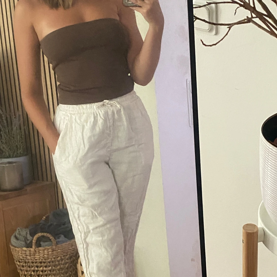 Vita linnebyxor  - 90
