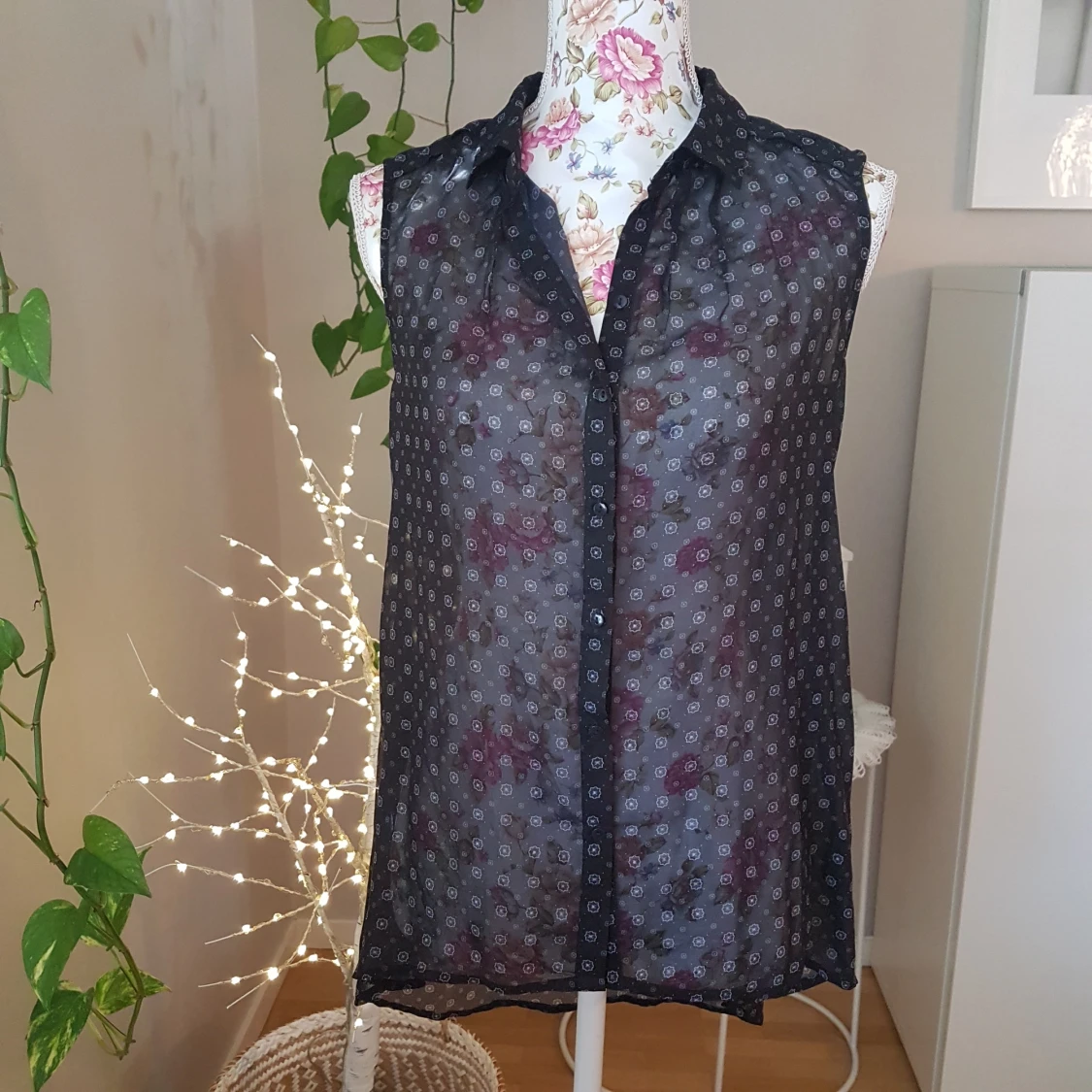 Skirt chiffonglinne med knäppning - 90