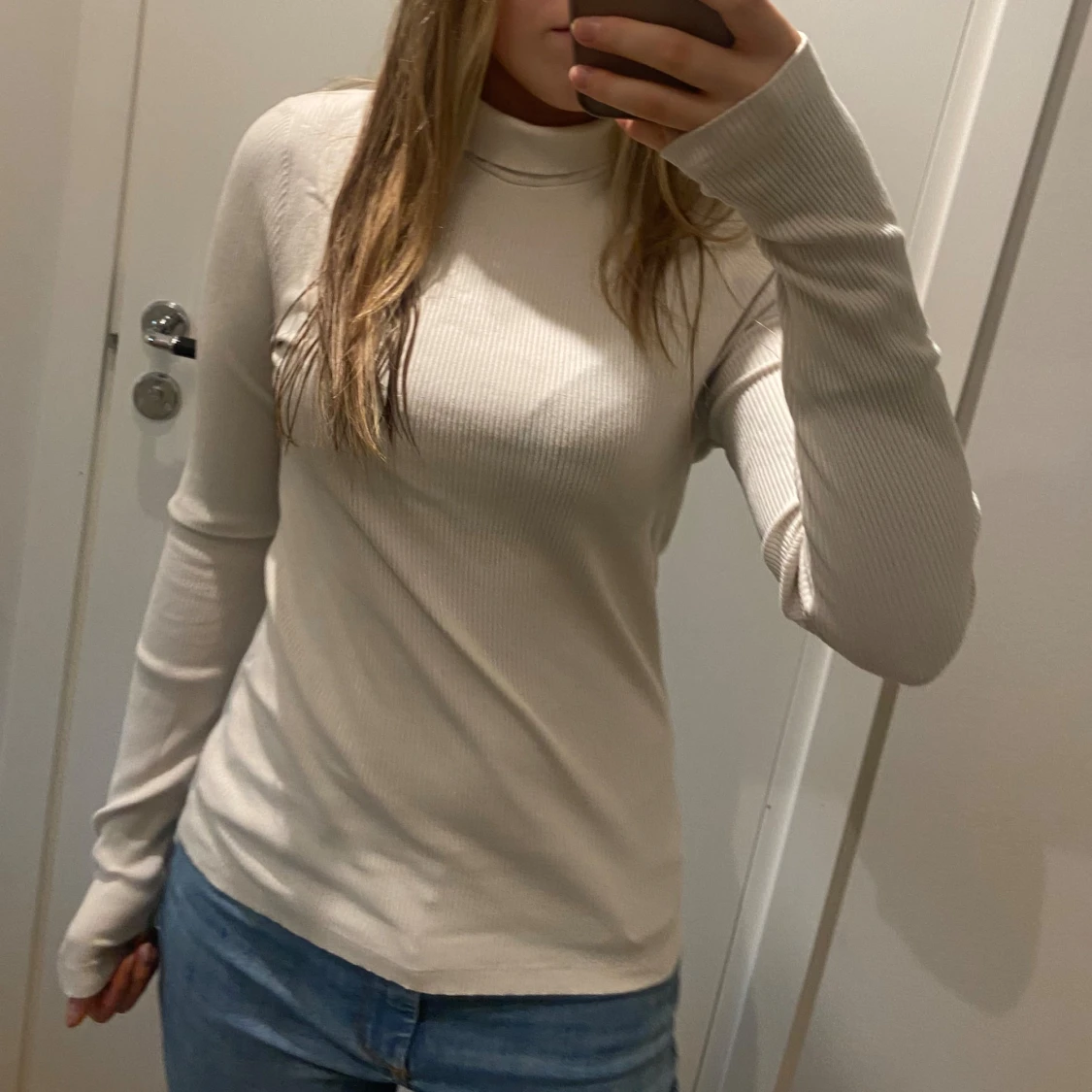 Vit långärmad tröja  - 90
