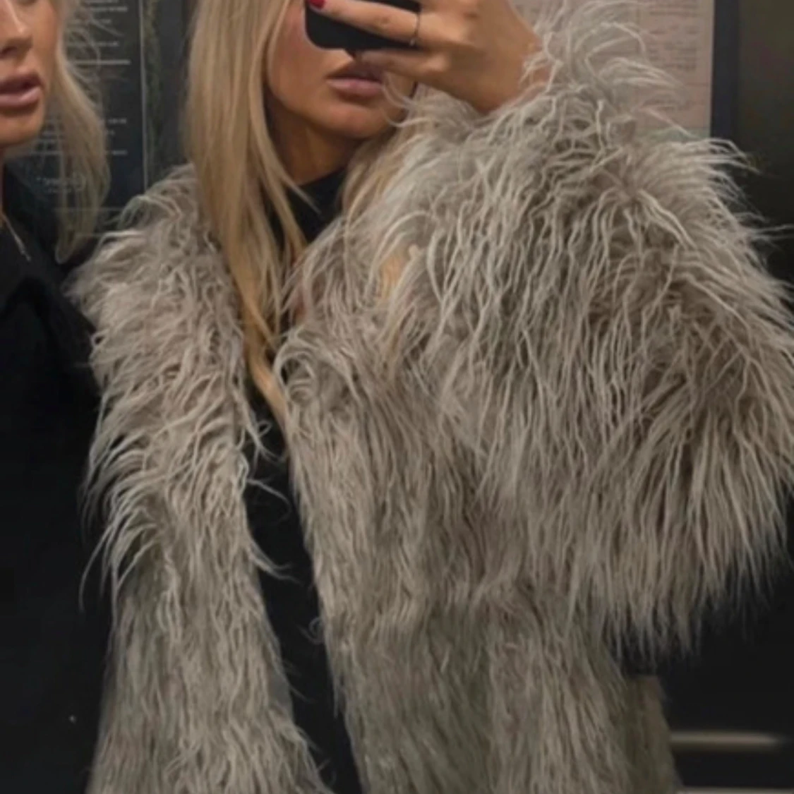 Grå pälsjacka - 91