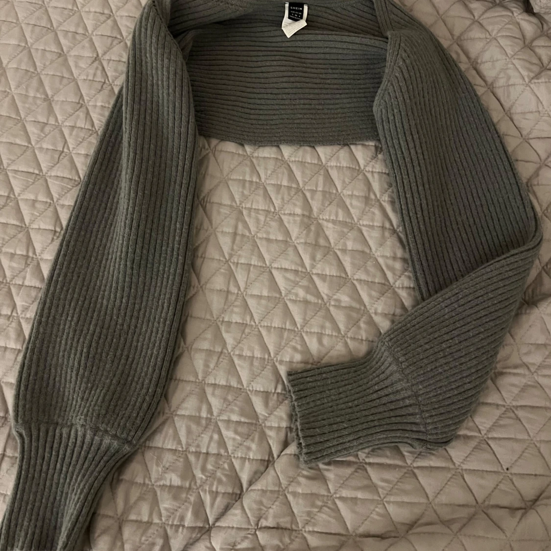 Grå ribbad korsett med ärmar - 1