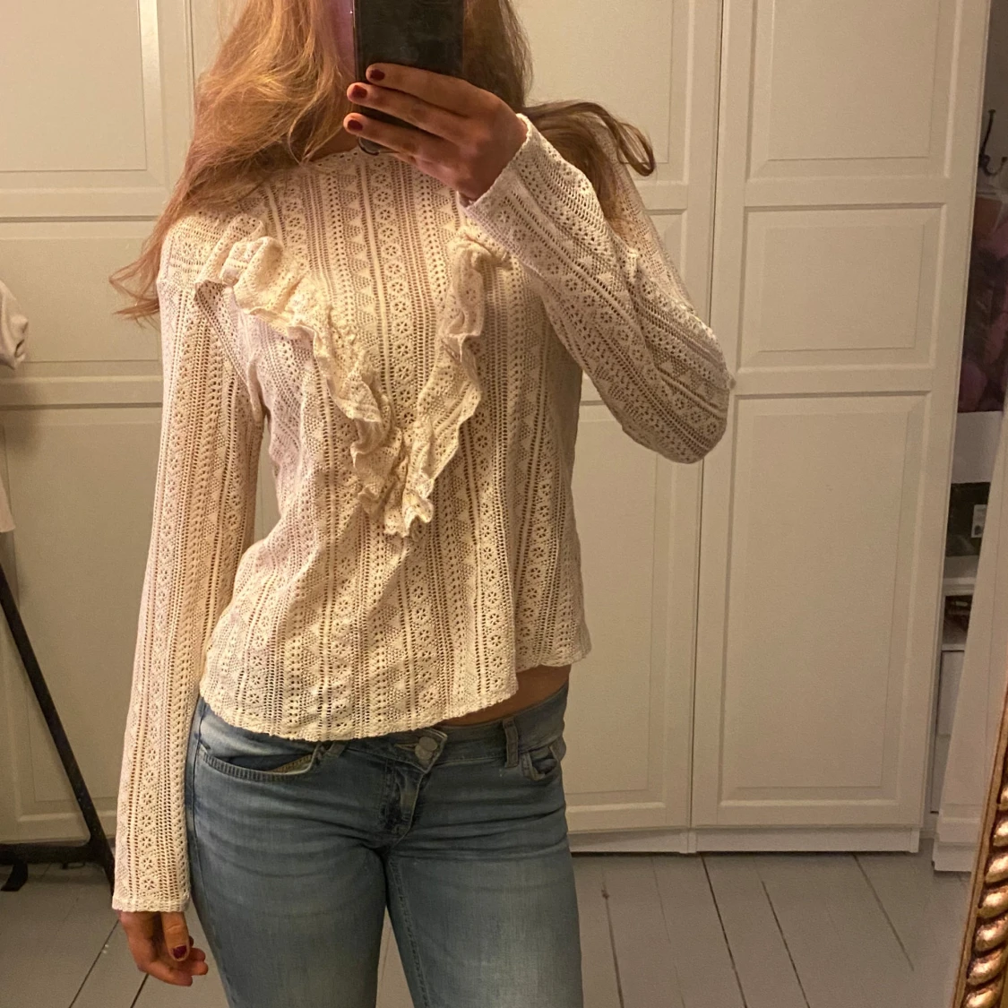 Stickad volang topp💞