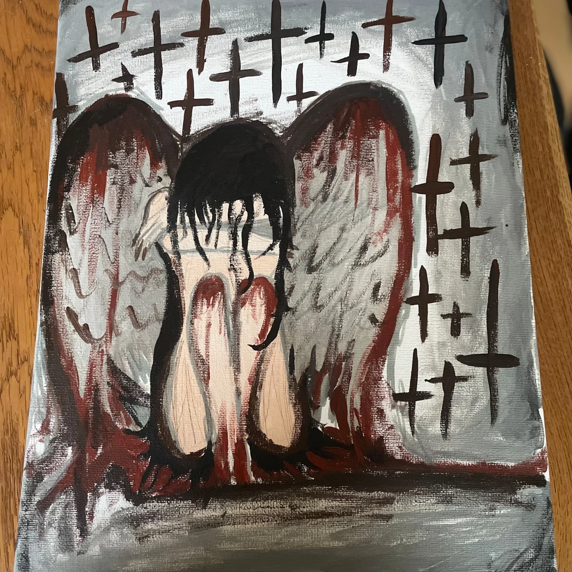 Målning av ängel med korsmotiv - 90