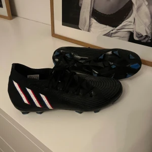 Adidas svarta fotbollsskor  - Ett par svarta fotbollsskor i storlek 39, köpte dom nyligen men kan inte använda pga min knäskada jag nyss fick. Skriv gärna om du vet frågor ☺️