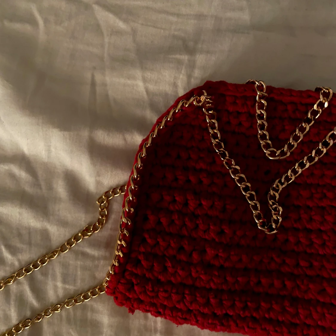 Vinröd virkad väska - 92