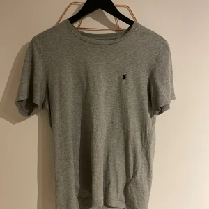 Grå t-shirt från Ralph Lauren - Säljer en klassisk grå t-shirt från Ralph Lauren med en liten broderad logga på bröstet. T-shirten är kortärmad och tillverkad i mjuk bomull. Tröjan är i fint skick.