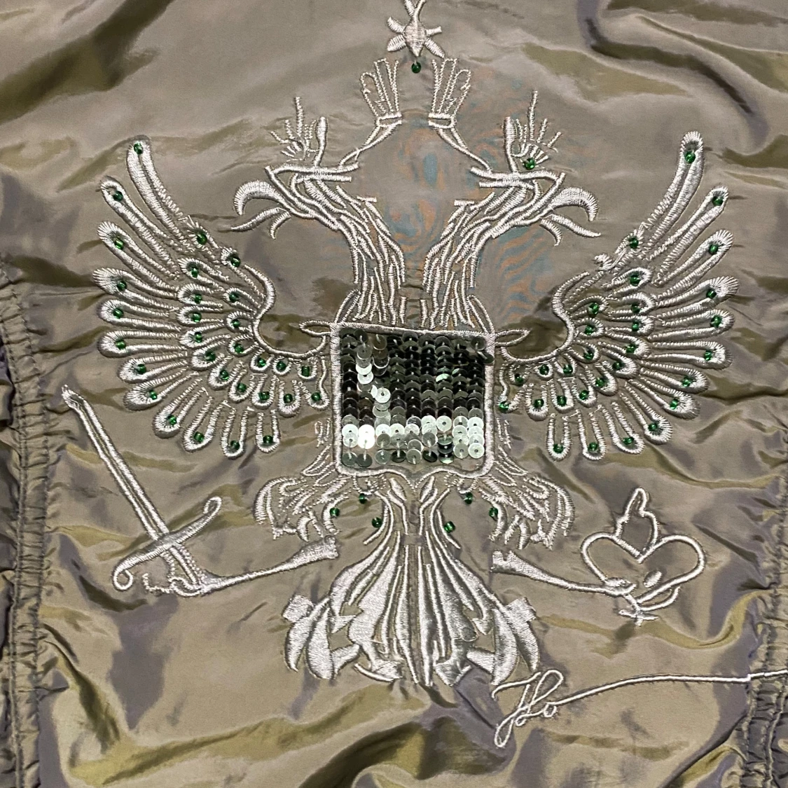 Grön 2000s pufferjacka med pälsdetaljer💛 - 92