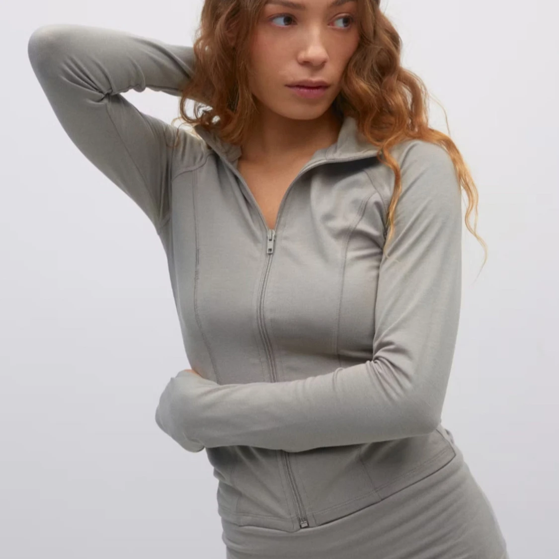 Beige grå zip jacka - 1