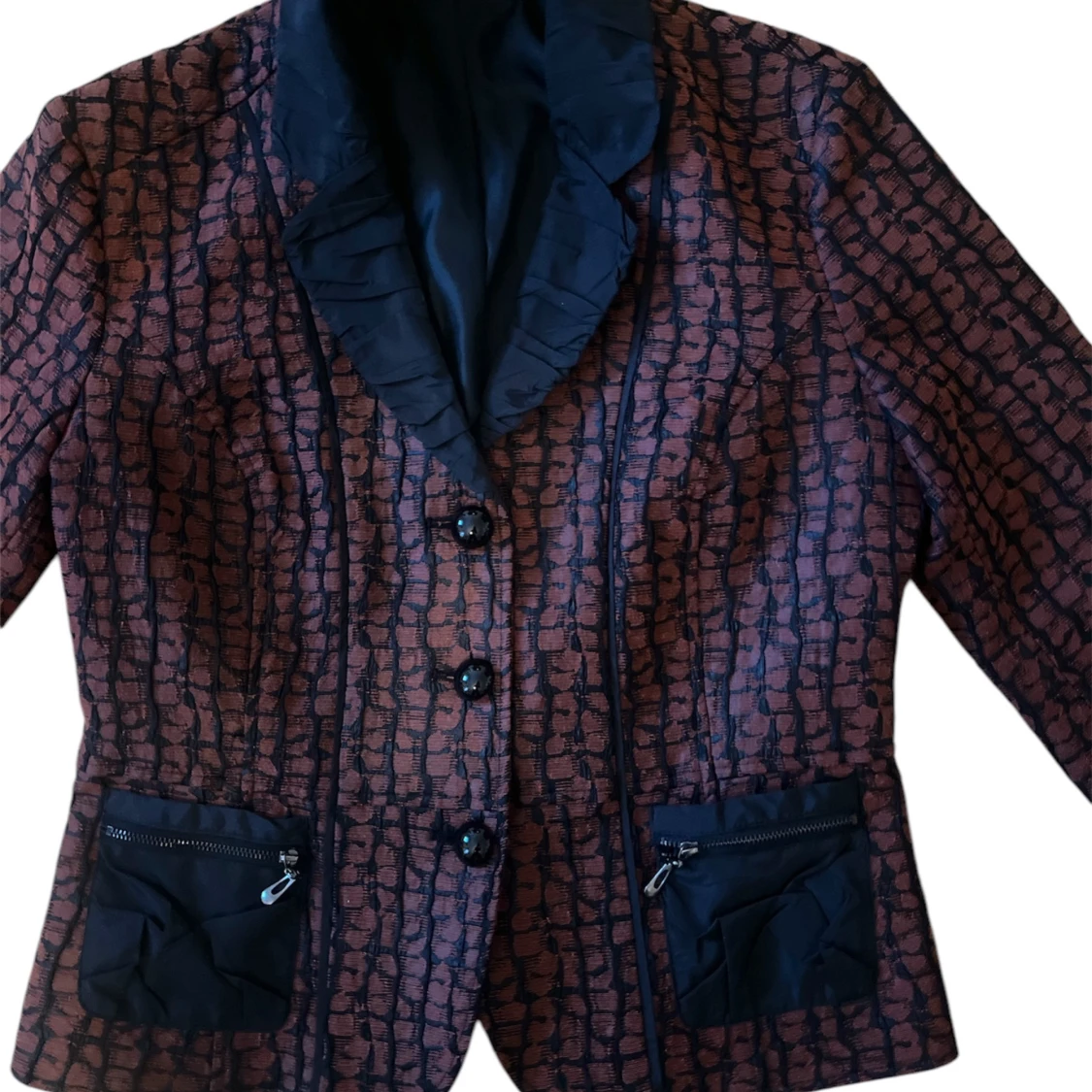 Mönstrad kavaj med dragkedjor - 1