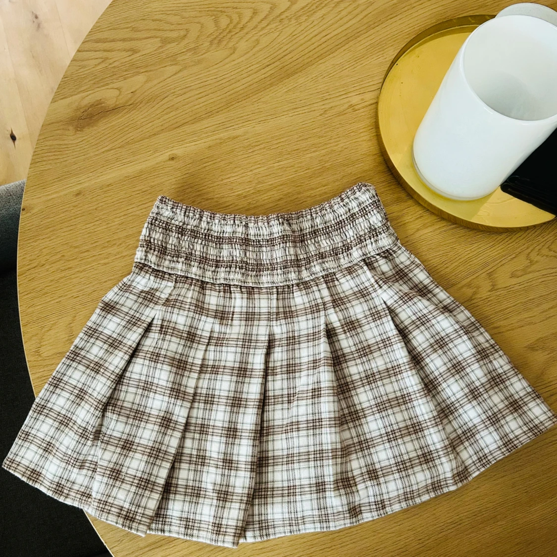Ny jättefin kort rutig kjol pleated skater skirt Hollister xxs