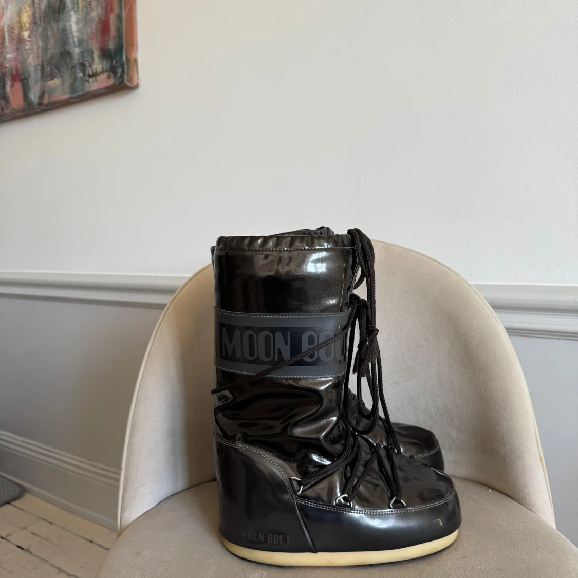 Svarta Moon Boots med snörning - 1