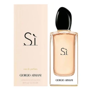 Sì Eau de Parfum från Giorgio Armani - Elegant och sofistikerad parfym Sì från Giorgio Armani i en stilren flaska med svart lock. Doften är en harmonisk blandning av fruktiga och blommiga noter, perfekt för den som vill utstråla självsäkerhet och elegans. Flaskan rymmer 100 ml.