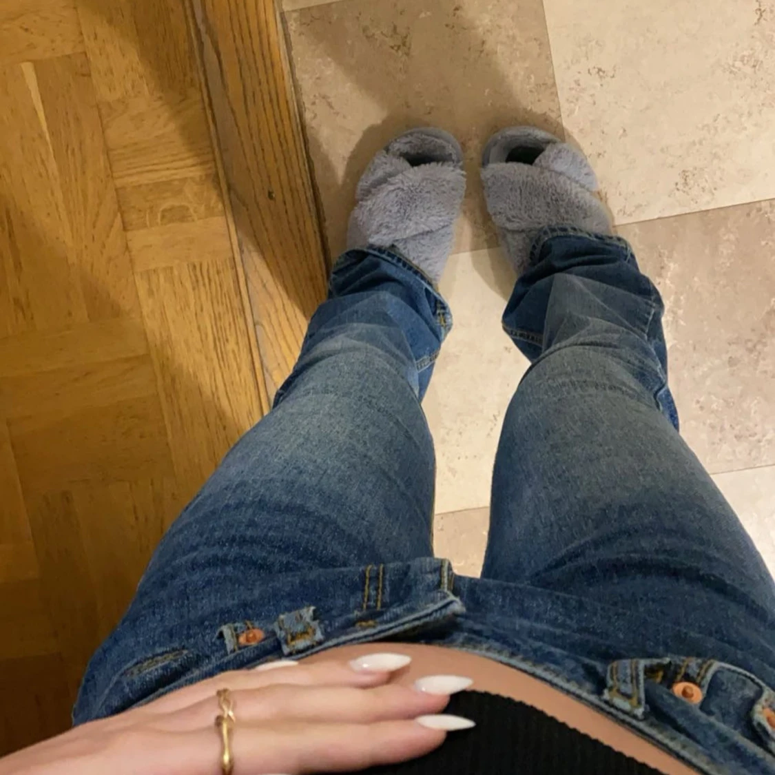 Blå jeans med låg midja - 92