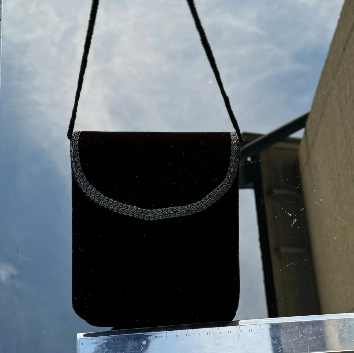 Svart sammet axelväska - 91