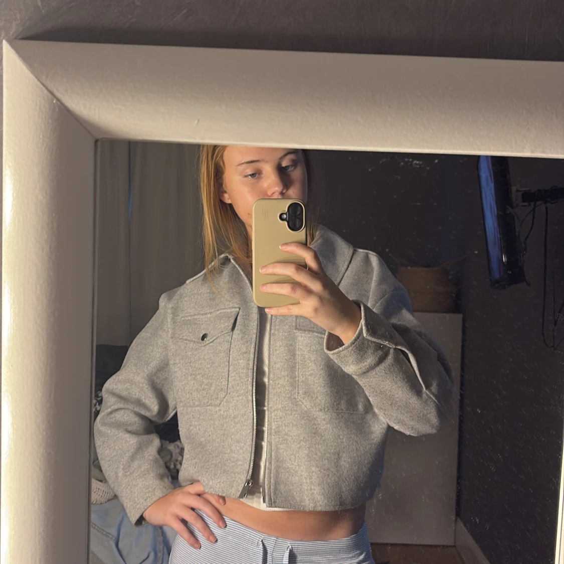 Grå croppad jacka - 1