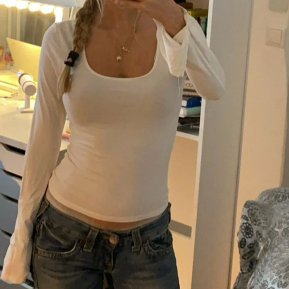 Vit långärmad topp - 1