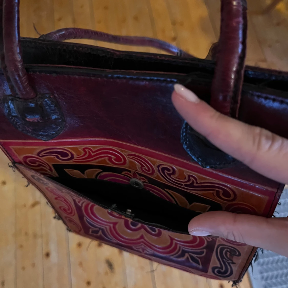 Vintage axelväska med blommönster - 91