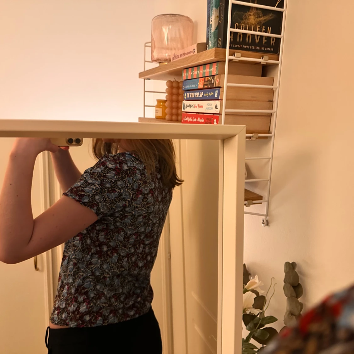 Mönstrad blus med korta ärmar - 91