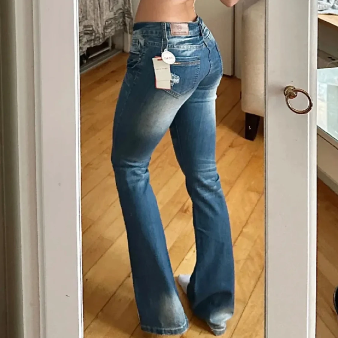 Blå bootcut jeans - 90