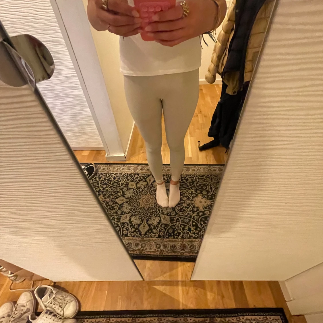 Ribbade off-white träningsbyxor  - 92