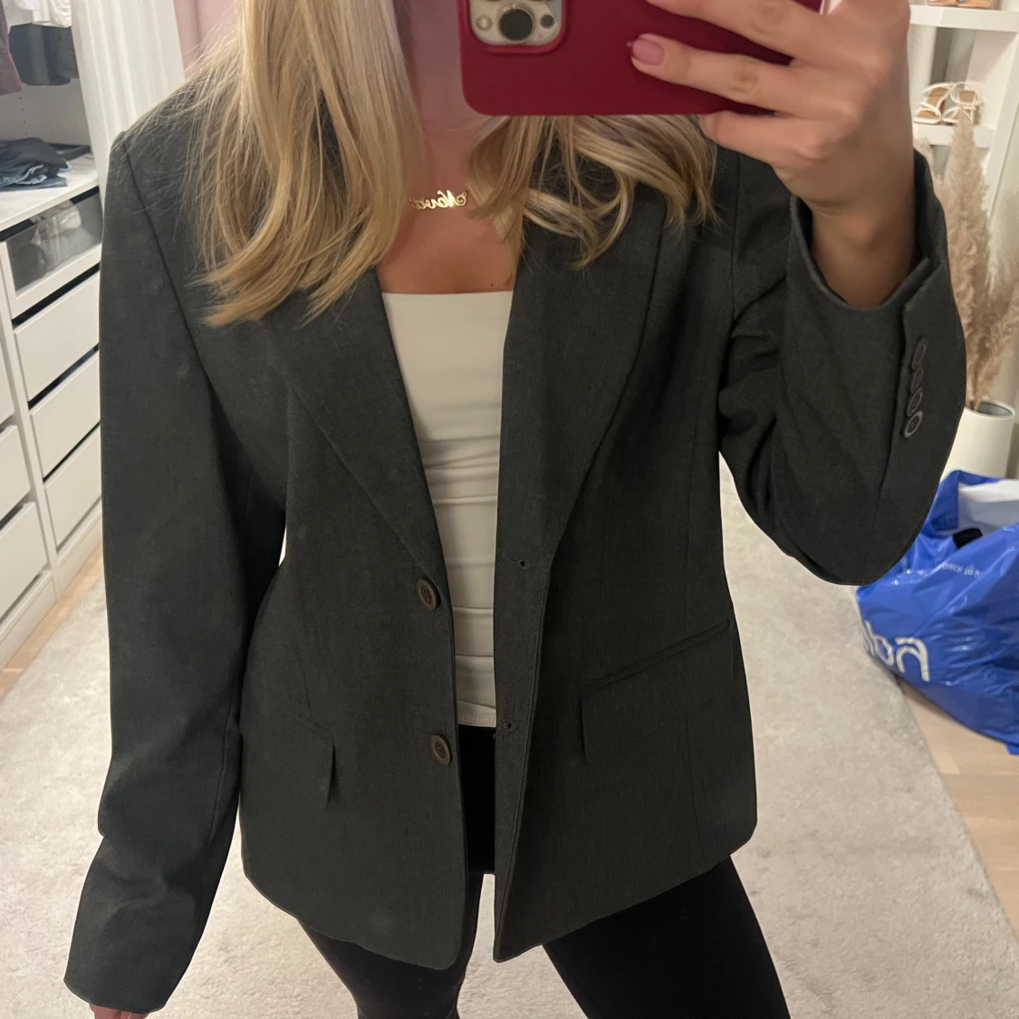 Snygg grå kavaj Kapphal - 90