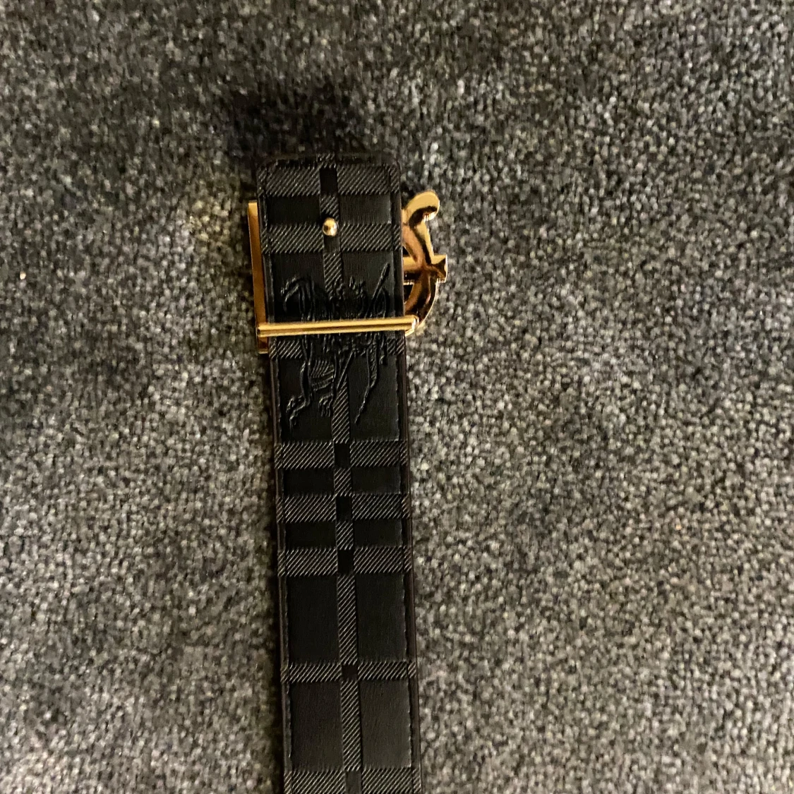 Rutig bälte med monogramspänne - 3