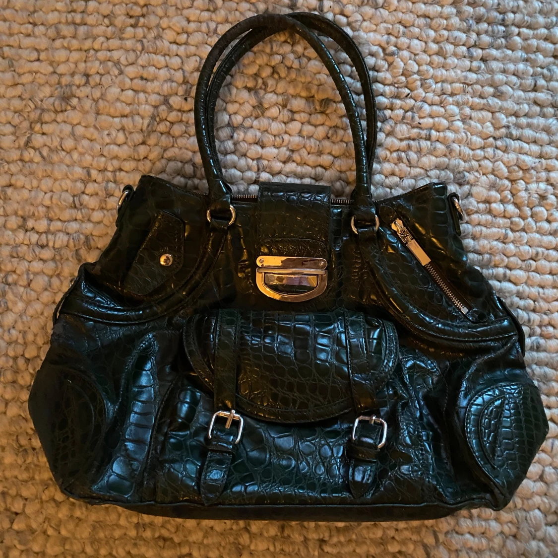 Mörkgrön handväska - 4