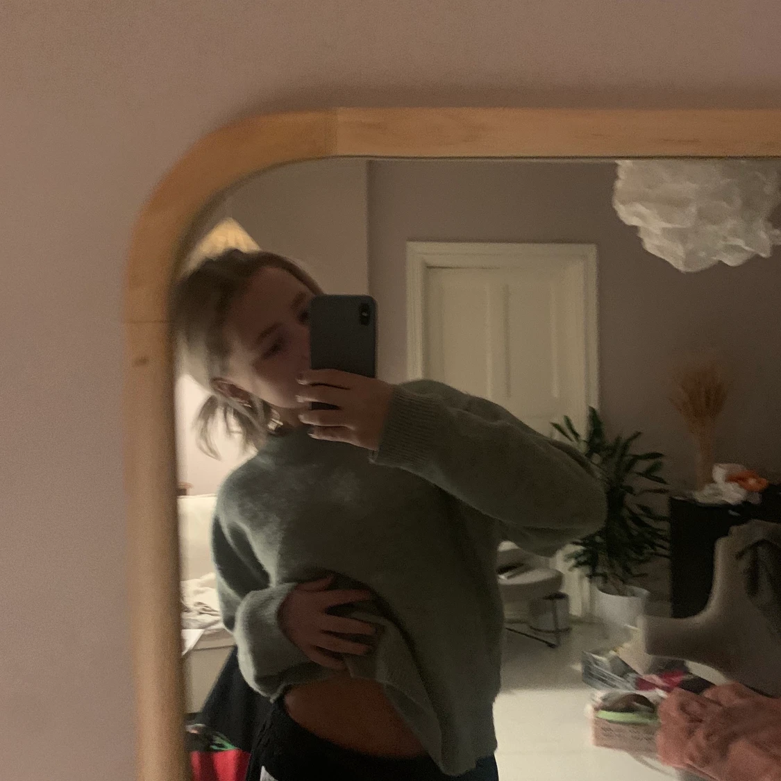 Grön stickad tröja  - 90