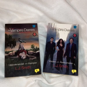 Vampire diaries böcker  - Båda böckerna måste tyvärr till ett nytt hem. Har engelska kopior och därför får dessa längre inte plats hos mig. Frakt kan kollas upp då jag inte vet hur mycket det kostar med frakt. Kan mötas upp i Göteborg. Båda böckerna kostar 50kr ihop.
