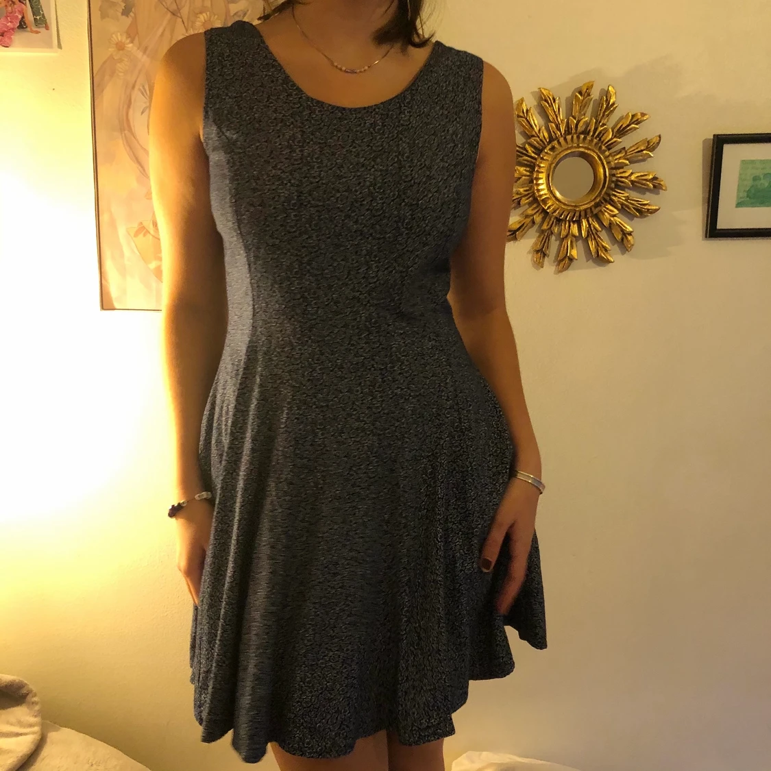 Blå Blommig Klänning