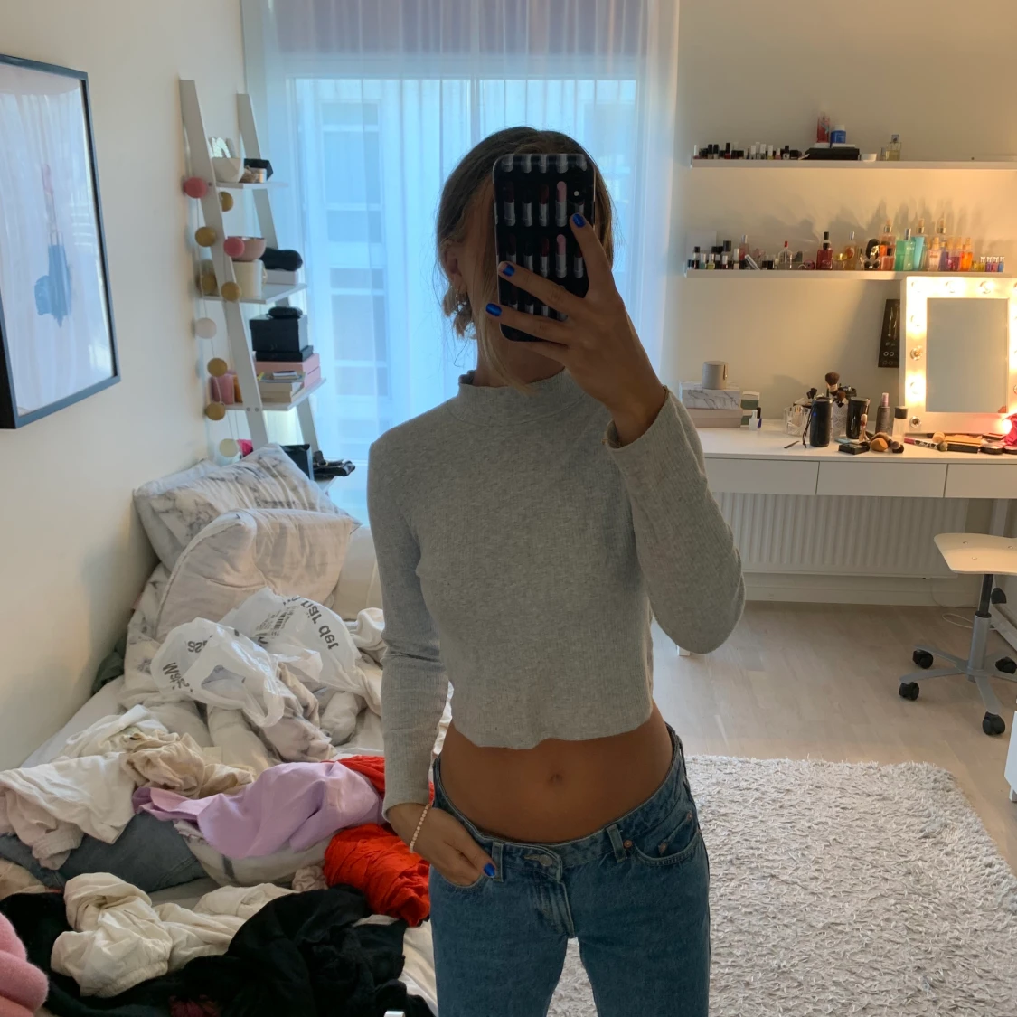 Långärmad grå tröja  - 90