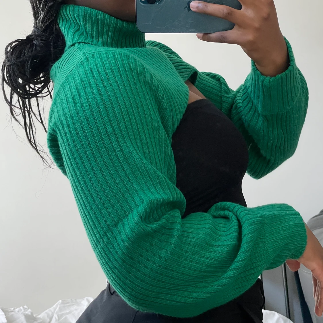 Grön Croppad polotröja  - 90