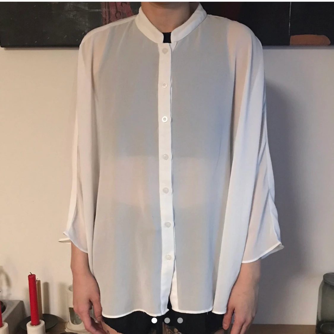 EUC STYLENANDA WHITE FLUTTERY BATWING SLEEVE GAUZE CHIFFON CAPELET TOP XS S