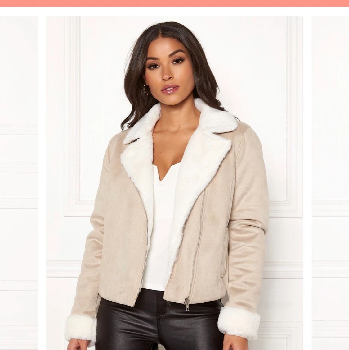 Beige jacka med teddy