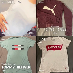 Levis-Puma-TommyHilfiger-Nike-röd Linne  - Priser står , skriv om ni vill ha fler bilder, hela , rena samt fräscht, många är i S/M , levis xxs, puma xs & är croppad samt halv polo ! 