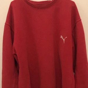 vintage puma sweatshirt - säljer den här jätte mysiga sweatshirten från puma som är köpt för länge sen! den är storlek L och jag säljer den för att den inte kommer till användning! de ennda defekterna är en liten oljefläck som man kan se i på första bilden och att den är lite sönder på ärmen lämgst ner men man märker knappt! hade inte plats med bilder för det så kom privat. Köparen står för frakt!