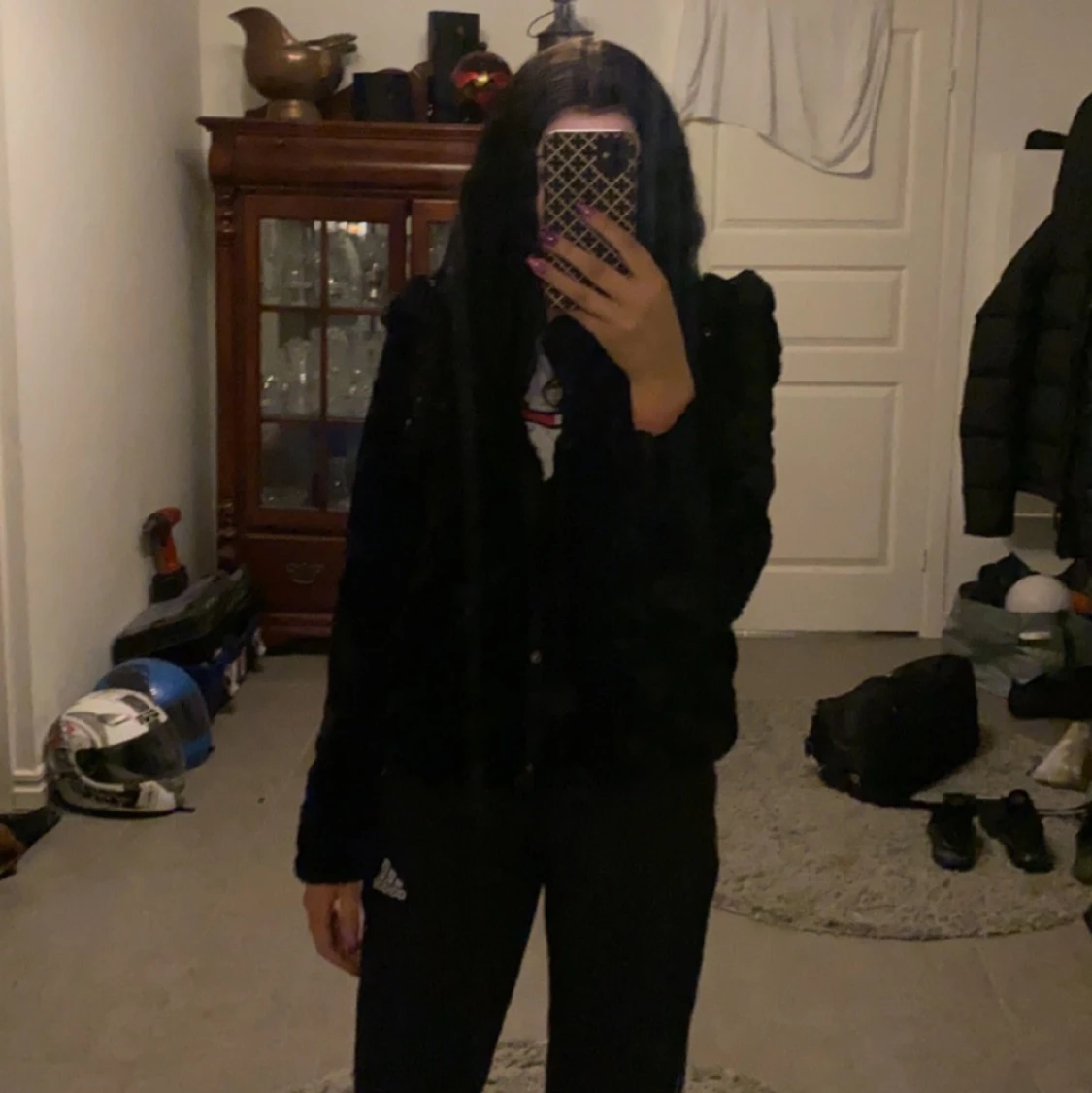 Svart pälsjacka strl M