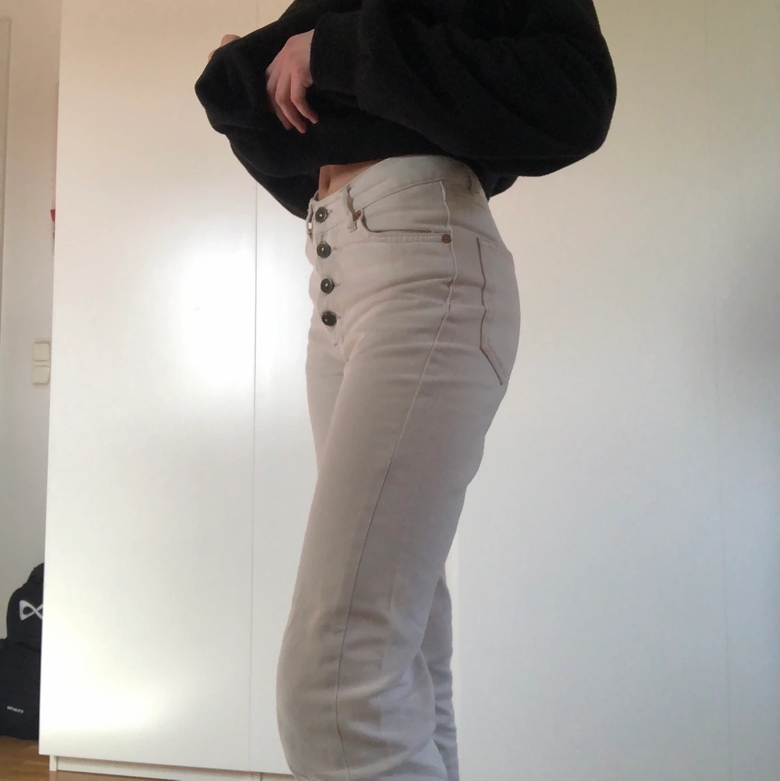 Vita jeans 4 knappar - 90