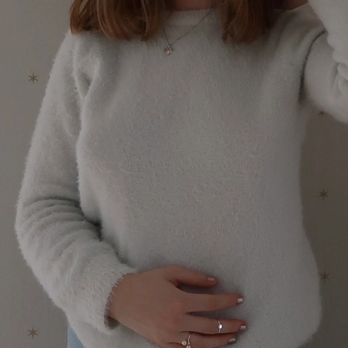 Vit fluffig tröja - 90