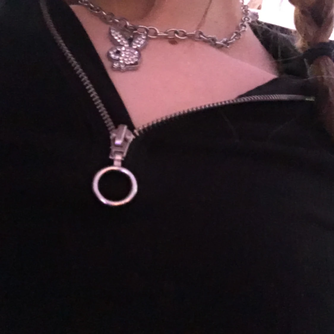 ribbad svart topp - 90