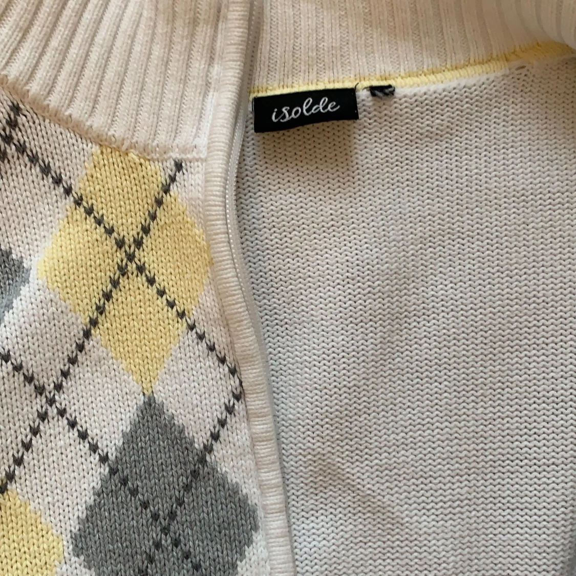 Stickad tröja med polokrage & dragkedja - 91