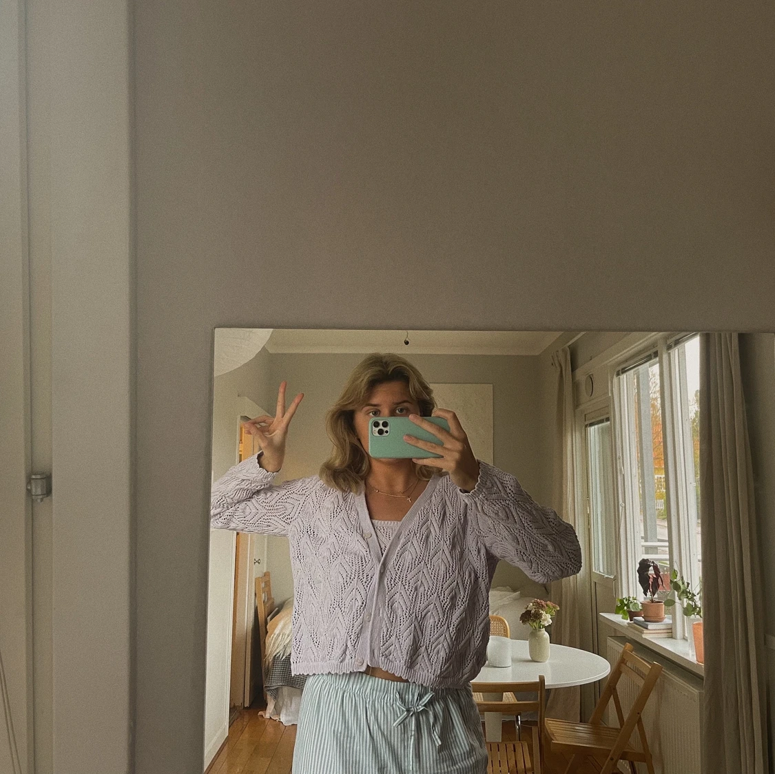 Virkat Set med kofta och top - 90