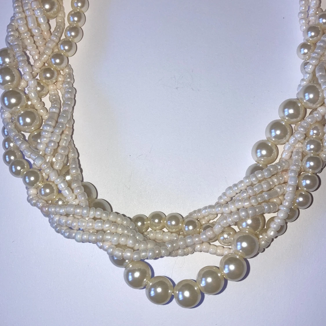 Vitt pärl halsband - 90