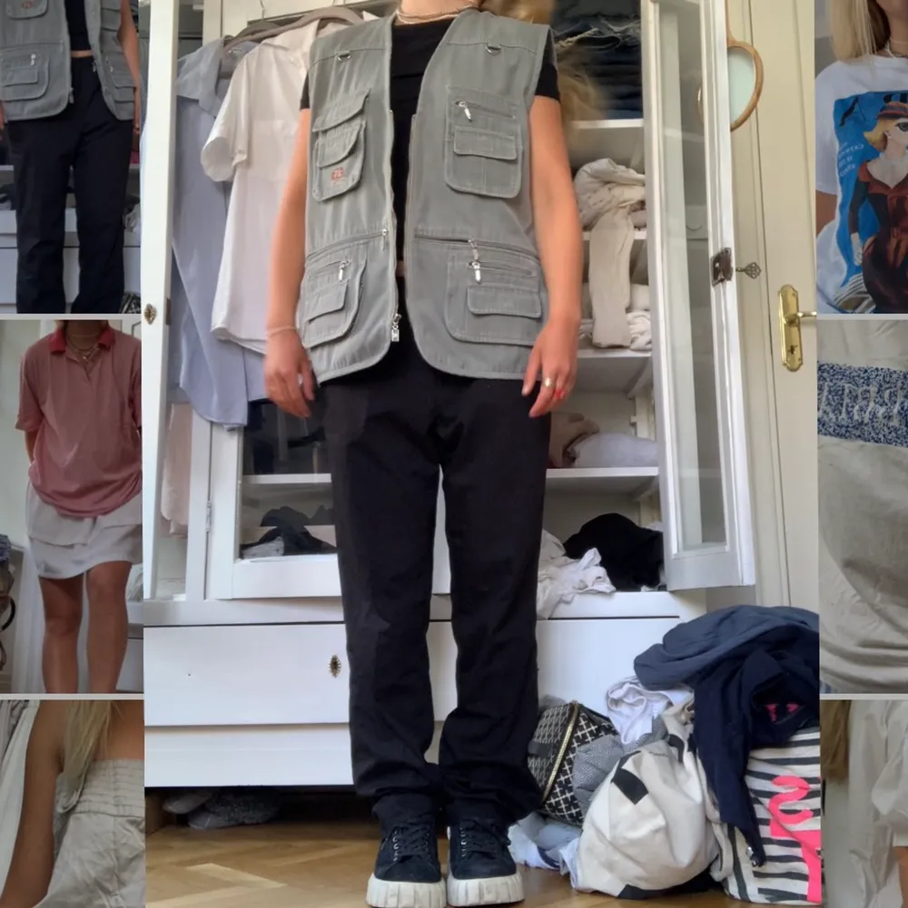 En väst som gör en hel outfit, superbra kvalle köpt i finare vintagebutik i Danmark, najs till sommaren🌟 gillar mycket säljer vid bra pris men det kan diskuteras . T-shirts.