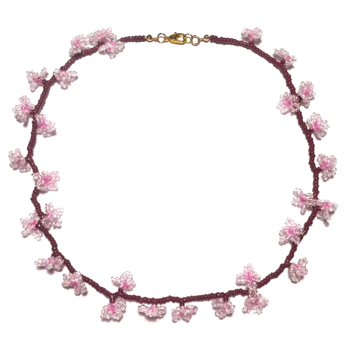 Handmade cherry blossom beaded necklace